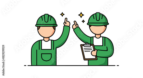 construction workers celebrating project success wearing hard hats expressing teamwork and achievement suitable for industry and safety promotions