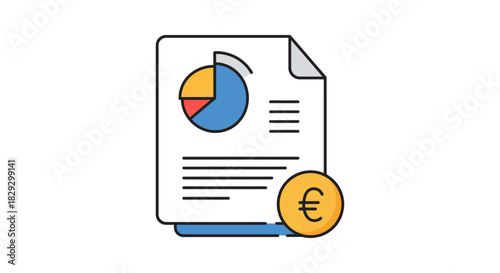 financial report with euro coin showing business analysis budget planning and investment strategy for economic growth and market insights.