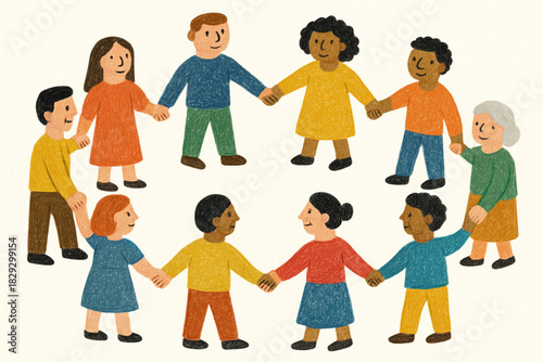 Diverse Kids Holding Hands in a Friendship Circle