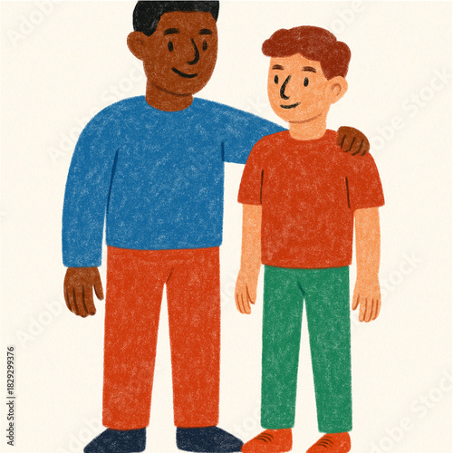 Two Friends or Brothers Standing Together