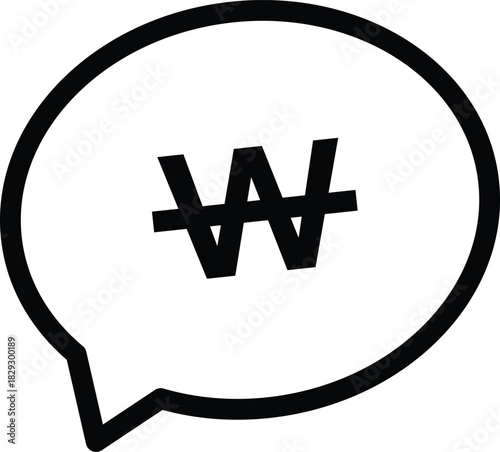 Korean won currency speech bubble icon
