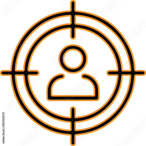 Targeted audience icon with person inside crosshairs