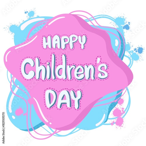 Happy Children's Day lettering design for banners, cards and backgrounds.