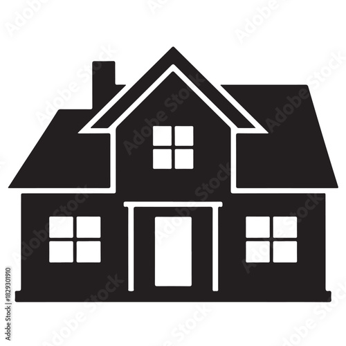 Illustration of a house isolated on white background, representing home, family, and real estate with simple and clean design