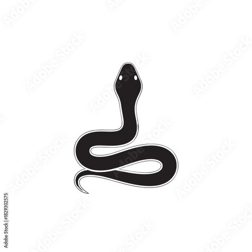 Minimalist snake icon simple flat vector illustration isolated on white background for logo or graphic design