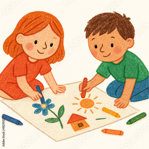 Children Painting Together