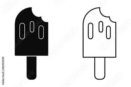 Bitten ice cream bar icon, popsicle icon. vector illustration