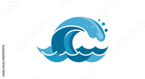 ocean wave dynamic blue ocean wave cresting with foamy spray and stylized curves embodying energy and coastal vibes ideal for environmental campaigns