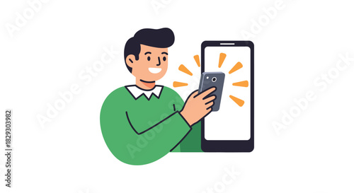 man using smartphone for social media engagement browsing online content checking news on mobile device for connectivity and communication