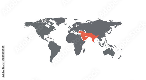 Middle East map highlighting countries representing geopolitical strategy  regional analysis ideal for educational resources  global news illustrations.
