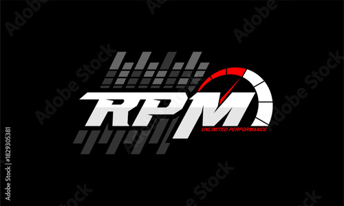 Vector illustration, RPM unlimited performance suitable for the design of t-shirts, shirts, hoodies