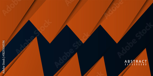 Abstract orange triangle overlapping pattern on dark background. Simple banner background. modern trendy design