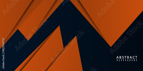 Abstract orange triangle overlapping pattern on dark background. Simple banner background. vector illustration