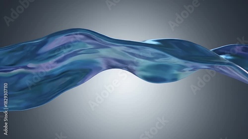 Abstract Blue Fluid Wave With Ripples And Reflections Against A Gradient Background