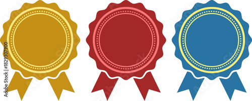 Award ribbons with vibrant colors and intricate borders on a black background representing achievement recognition and excellence badges