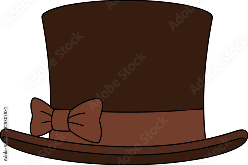 Elegant vintage brown top hat with a bowler style design and a smooth curvature on a transparent background suitable for fashion or costume themes