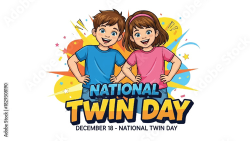 National Twin Day Celebration Illustration