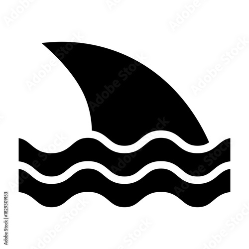 Shark Fin Vector Glyph Icon Design