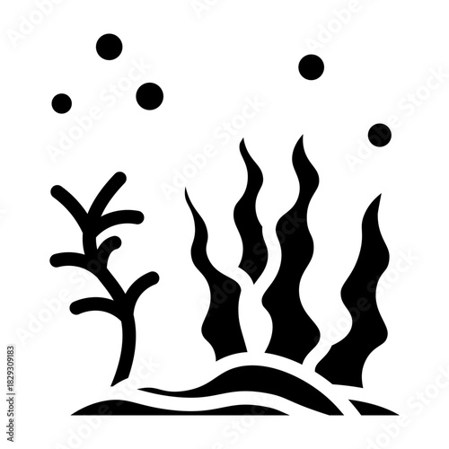 Sea Weeds Vector Glyph Icon Design