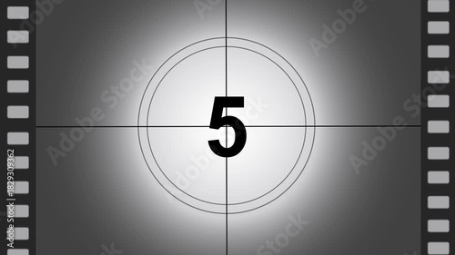 movie countdown from 10 to 0 seconds, old movie countdown ten seconds from dark theme to light theme
