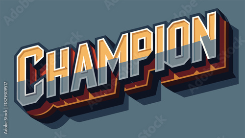 Champion Bold Vintage Striped 3D Text Effect