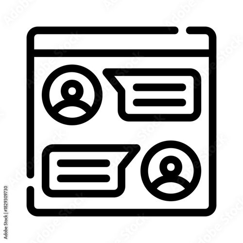 Messaging app design with profile icons and speech bubbles. Suitable for social media, communication, technology, and digital marketing concepts.
