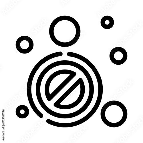 No viruses or bacteria icon with circles. Suitable for medical, health, hygiene, science, and technology concepts. Preventive healthcare illustration.
