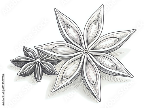 star anise ,illustration outline isolated on white background
