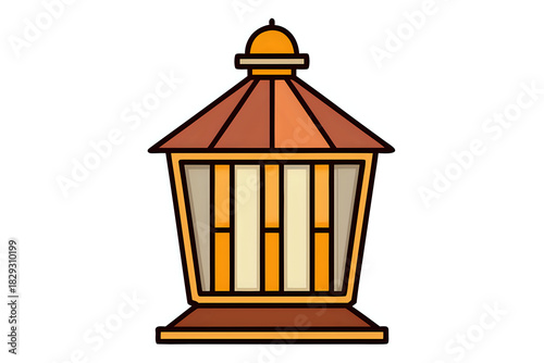 wooden lantern ,illustration outline isolated on white background