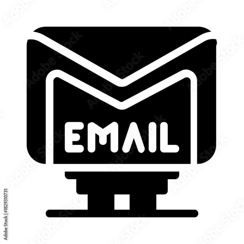 Black and white email icon on a server perfect for email services, communication platforms, tech designs, web development projects.
