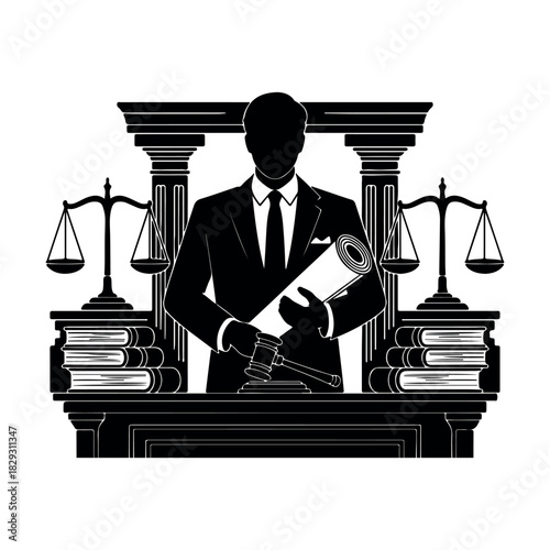 Lawyer silhouette advocate people silhouette vector illustration