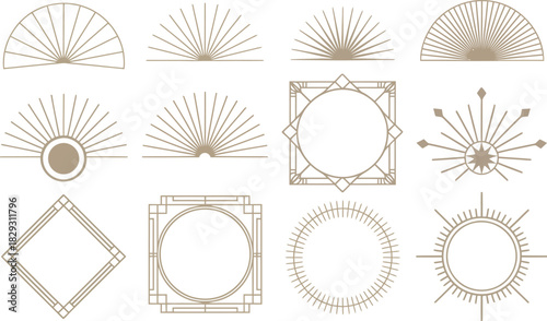 Art Deco Geometric Sunburst and Frame Designs