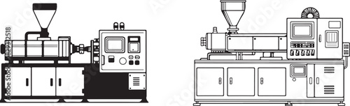 Industrial plastic injection molding machine isolated on
