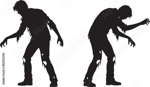 Two zombie silhouettes isolated on