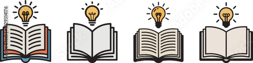 Books and lightbulbs symbolizing knowledge and ideas