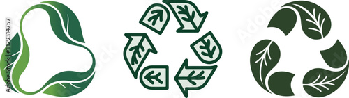 Eco friendly recycle symbols made with leaf elements