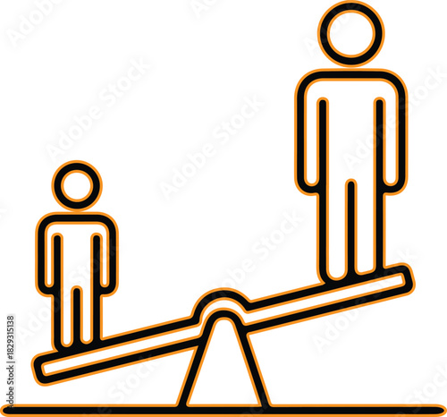 Seesaw with unequal figures representing imbalance