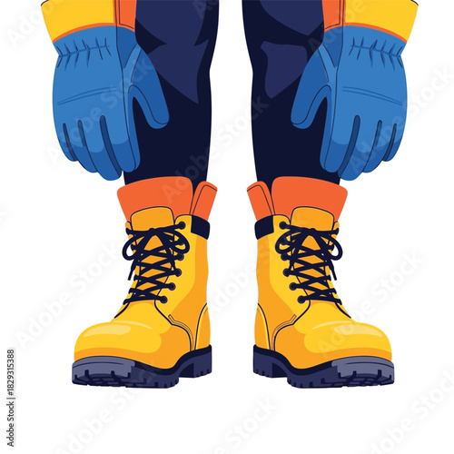 Boots and Protective Gear Worker's Safety Equipment Illustration