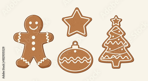 Festive Gingerbread Cookies Vector Illustration for Holiday Season