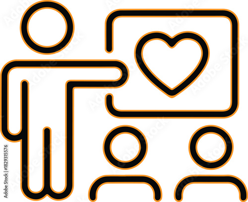 Teacher presenting heart symbol to students