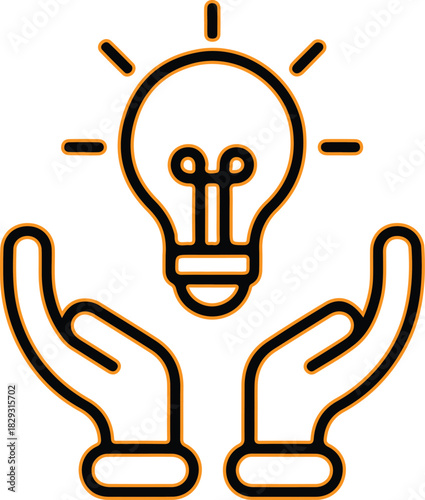 Hands holding a glowing light bulb representing an idea