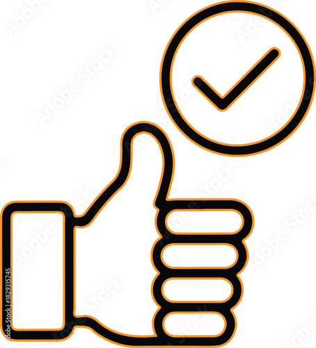 Thumbs up icon with check mark symbol