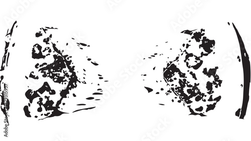 High contrast abstract pair of eyes in black and white artwork.