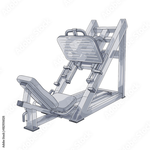 Leg press machine in gray color on transparent background