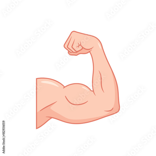 Cartoon arm flexing muscle, biceps, strength on transparent background