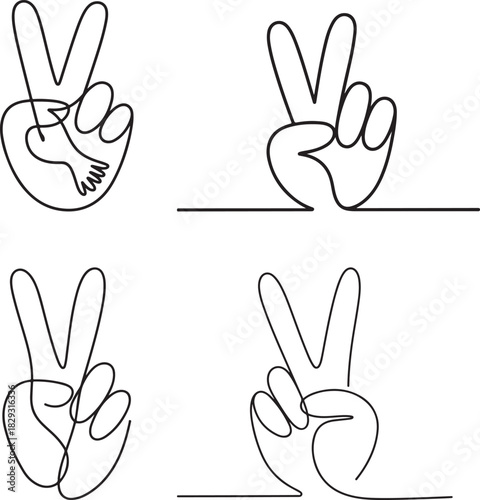 Peace sign line art in black and white