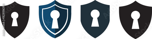 Shield icons with keyhole represents protection and security