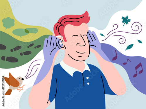 Man Enjoying Nature With Hearing Aid