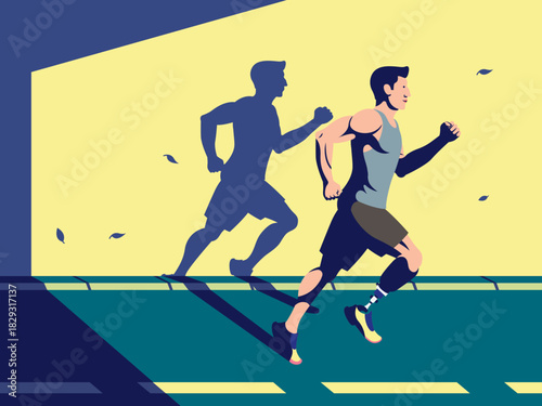 Runner with Prosthetic Leg