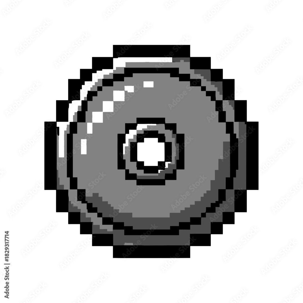 Fototapeta premium Pixel art grey donut, isolated confectionery snack on transparent background